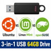 Linux USB Triple Pack (Ubuntu vs Linux Mint vs openSUSE)